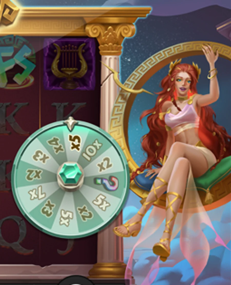 Rise of Fortuna twelve-slice wheel beside the Fortuna character